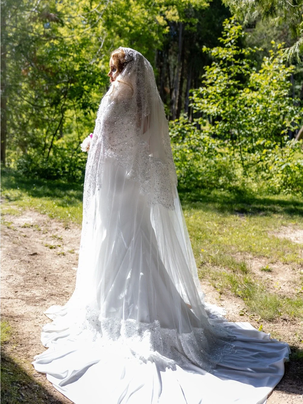 For Love And Lemons White Beaded Bridal Veil
